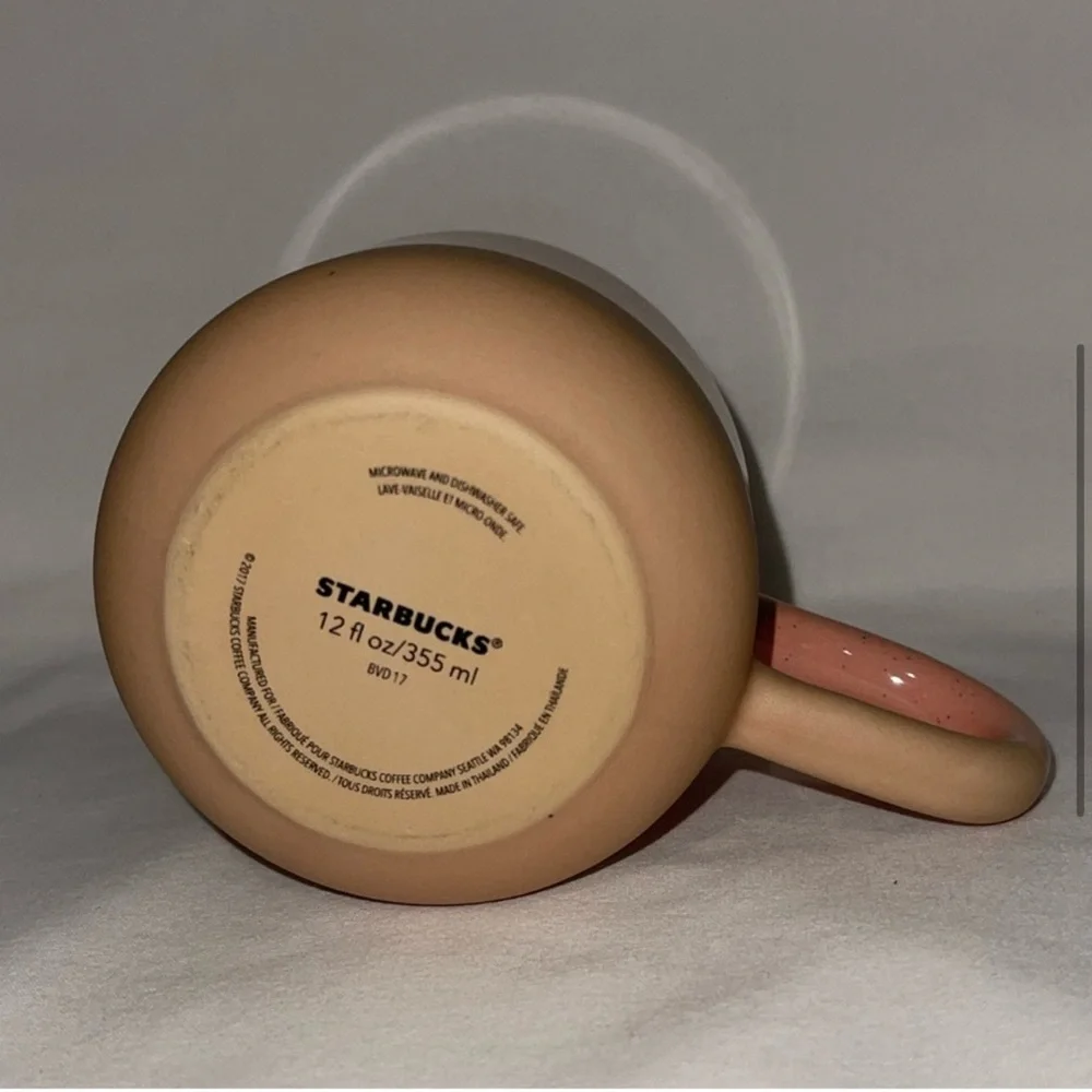 Starbucks 2018 Two-Toned Speckled Pink Terracotta Long Handle Mug
